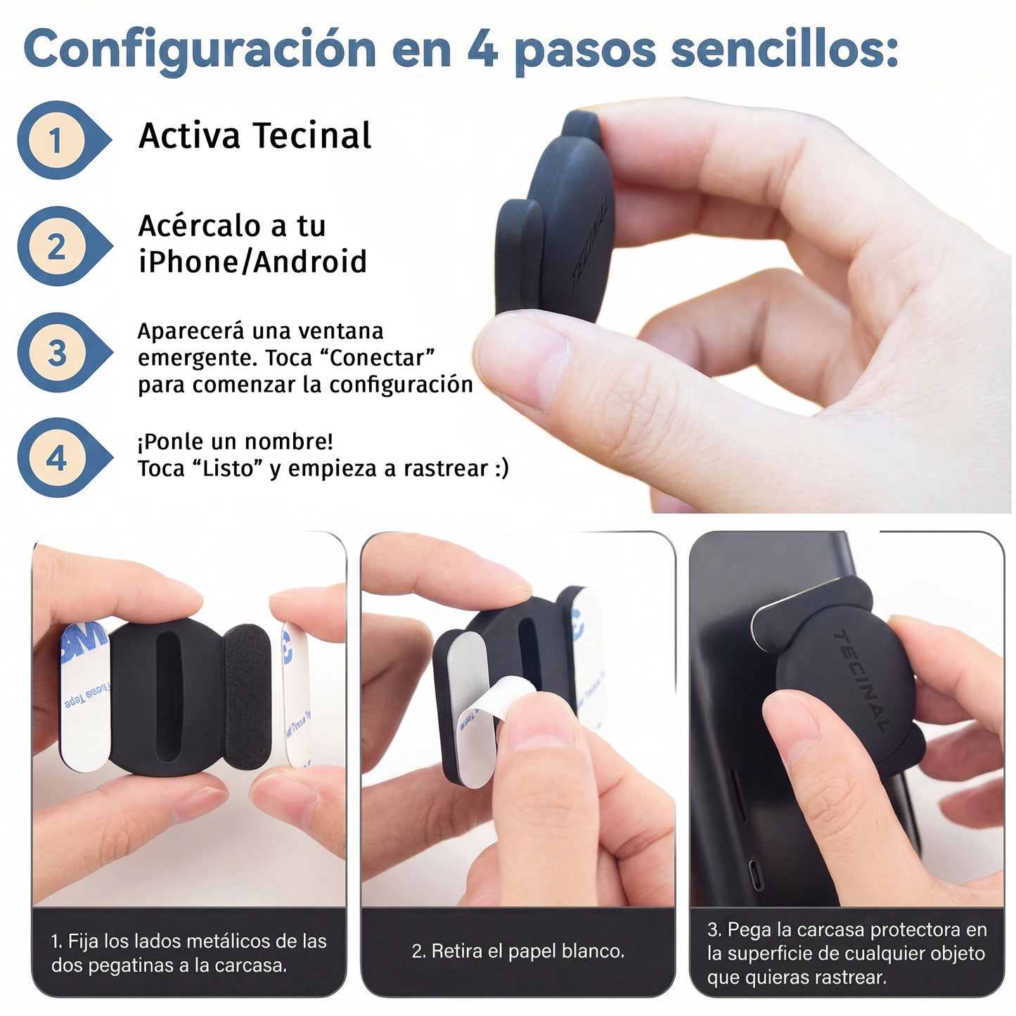Tecinal™ Localizador GPS Antirrobo para Coche, Moto, Bicicleta, Caravana y Maletas