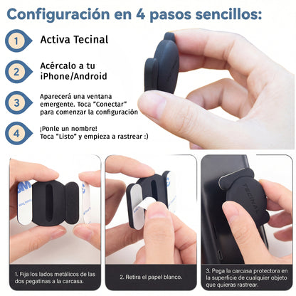 Tecinal™ Localizador GPS Antirrobo para Coche, Moto, Bicicleta, Caravana y Maletas