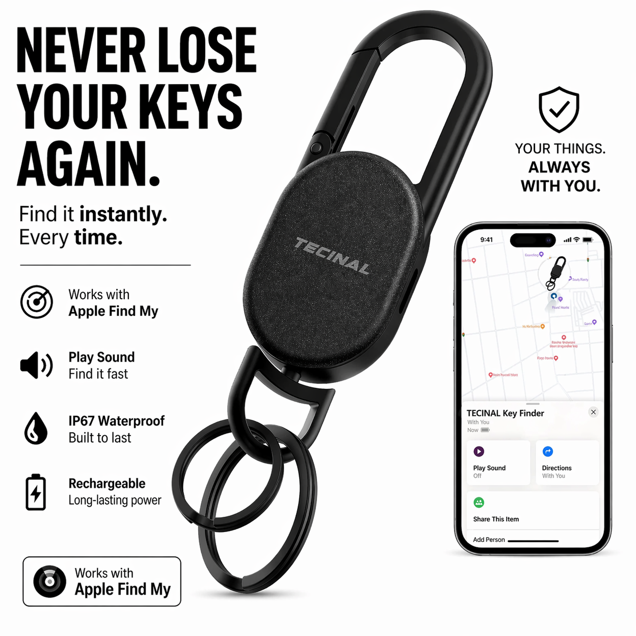 Tecinal™ GPS Keychain Tracker