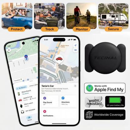 Tecinal™ Anti-Theft Car, Bike, RV, Trailer, Keys, Bags & More Tracker