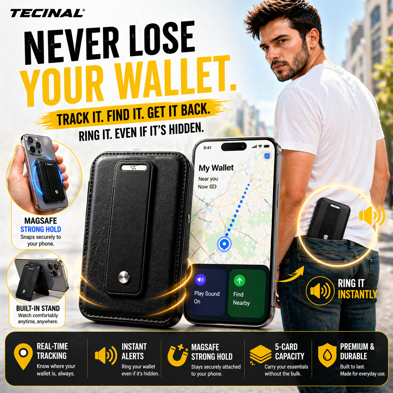 Tecinal™ GPS MagSafe Wallet